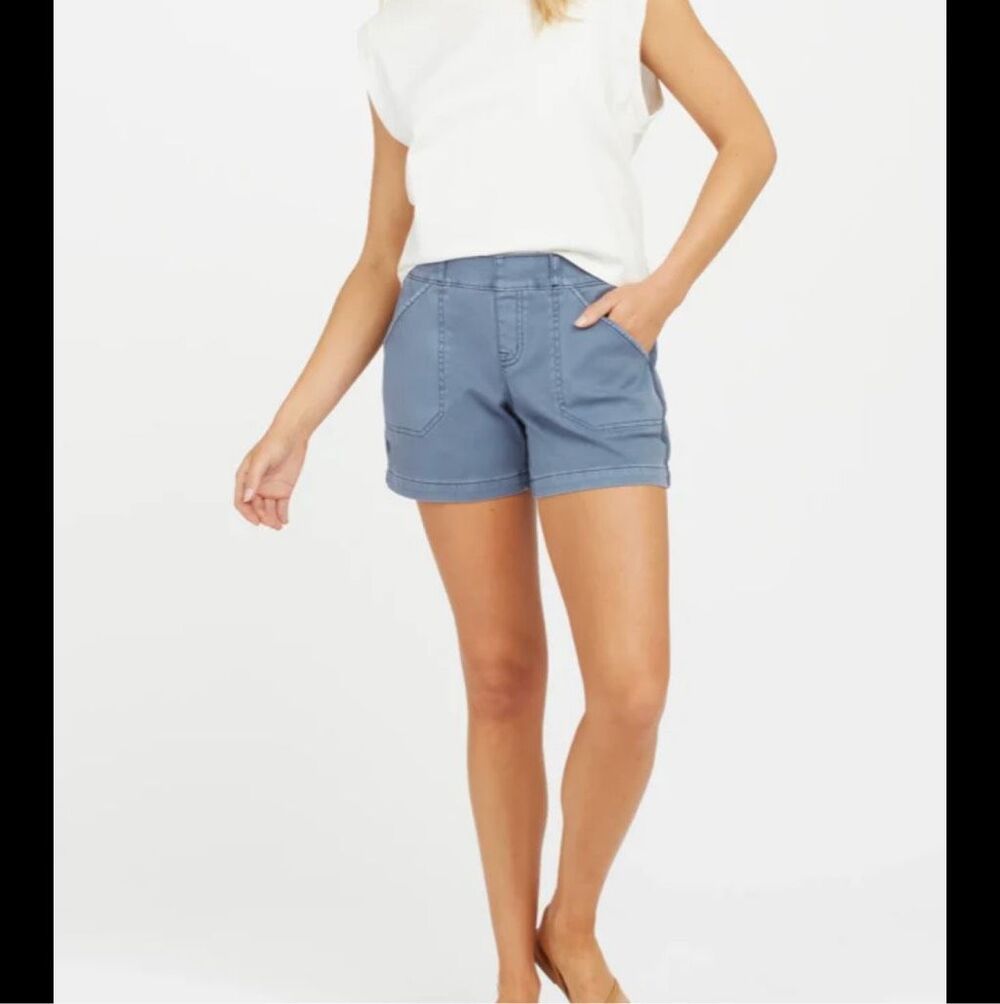 Spanx | Women | Slate Blue 5 Inch Stretch Twill Shorts | Size Medium